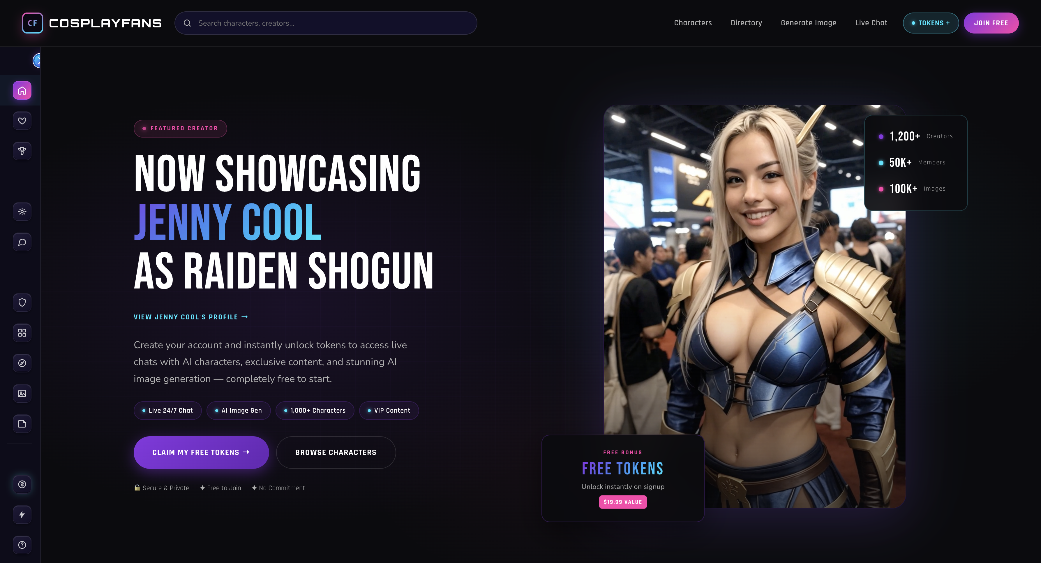 CosplayFans.ai homepage screenshot